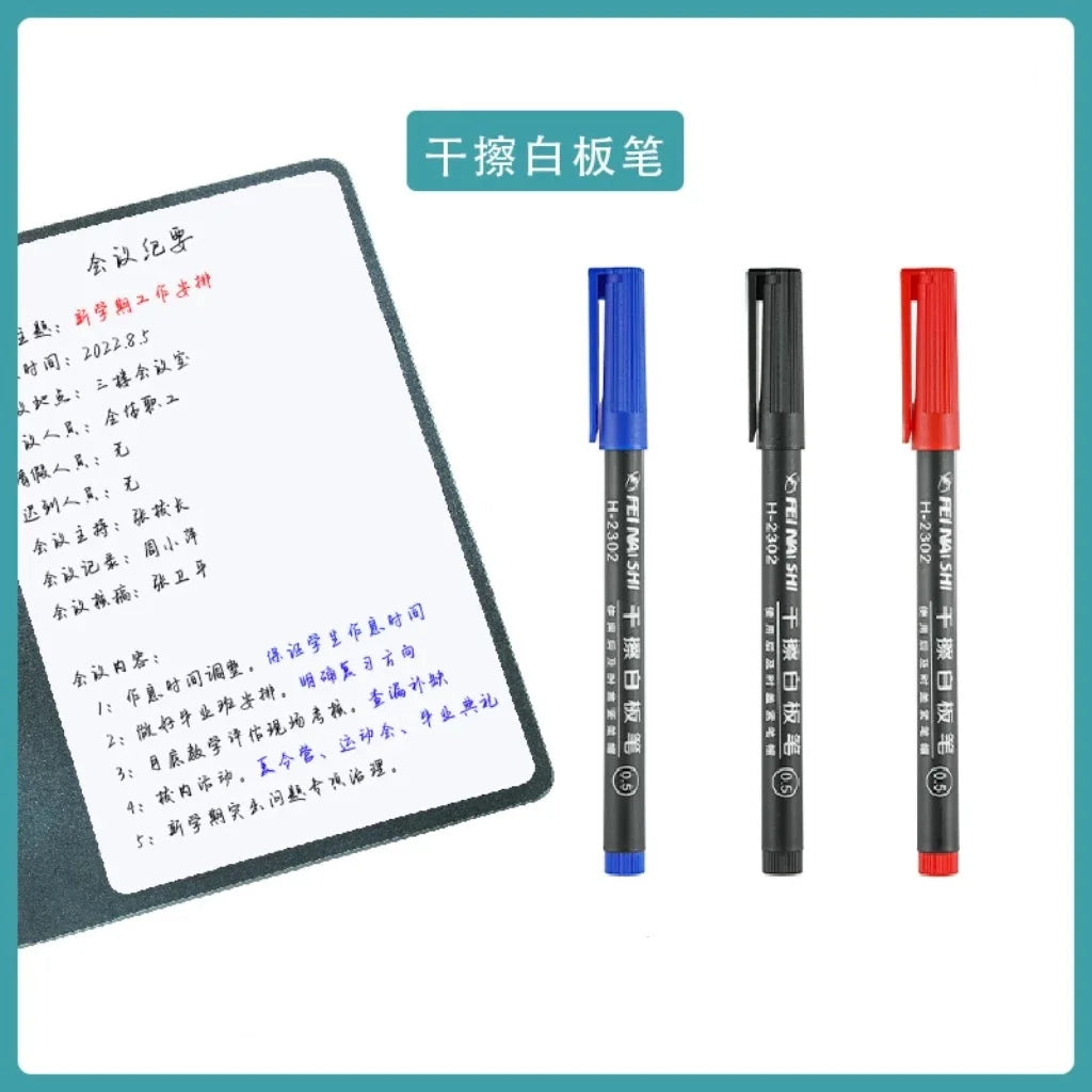6 Pcs Erasable Whiteboard Pen 0.5/1.0mm Fine Point Black/Blue/Red Ink Blackboard Marker School Office Art Writing Stationery