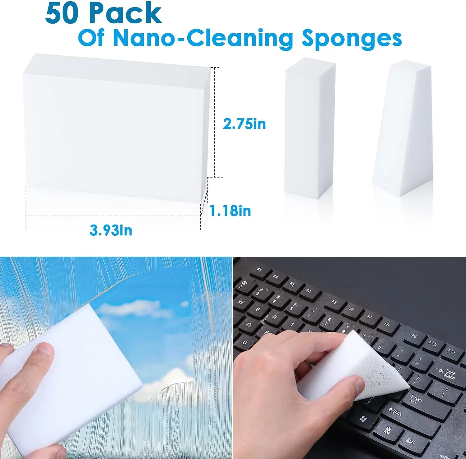 20 40 Pcs Melamine Sponge Compressed Magic Shoes Kitchen Office Bathroom Multi-function Cleaning Tools Double Compression Sponge