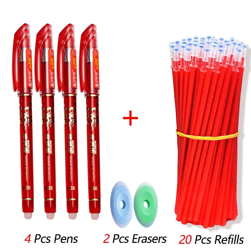 26 Pcs/Set Kawaii Erasable Pens 0.38mm Gel Pen Waterproof Gel Ink Stationery School Writing supplies for Notebook Office Student