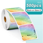 Phomemo PM241 Shipping Printer Label Sticker Round Paper Square Label Rainbow Color for DIY Logo Design Small Business Adress