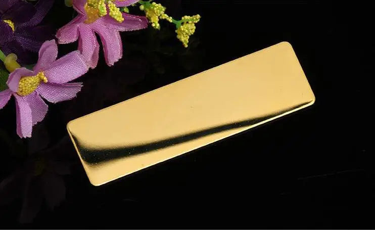 10pcs Laser Engraving Name Badge Holder Round Corner Gold Color Stainless Steel Badge Blank Material 70x20mm