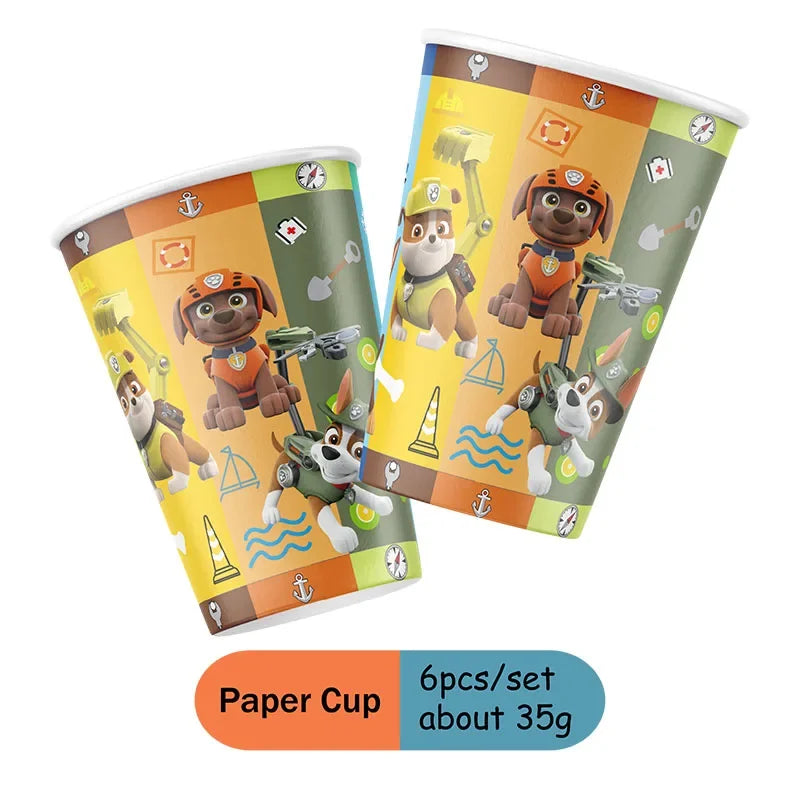 Zuma Paw Patrol Orange Birthday Decorations Cartoon Theme Kid Baby Shower Party Banner Balloon Plate Tablecloth Supplie Toy Gift