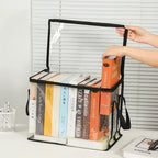 Foldable Transparent Storage Organizer Box Collapsible with Handle for Books Toys Office Supplies Dorm Classroom Home