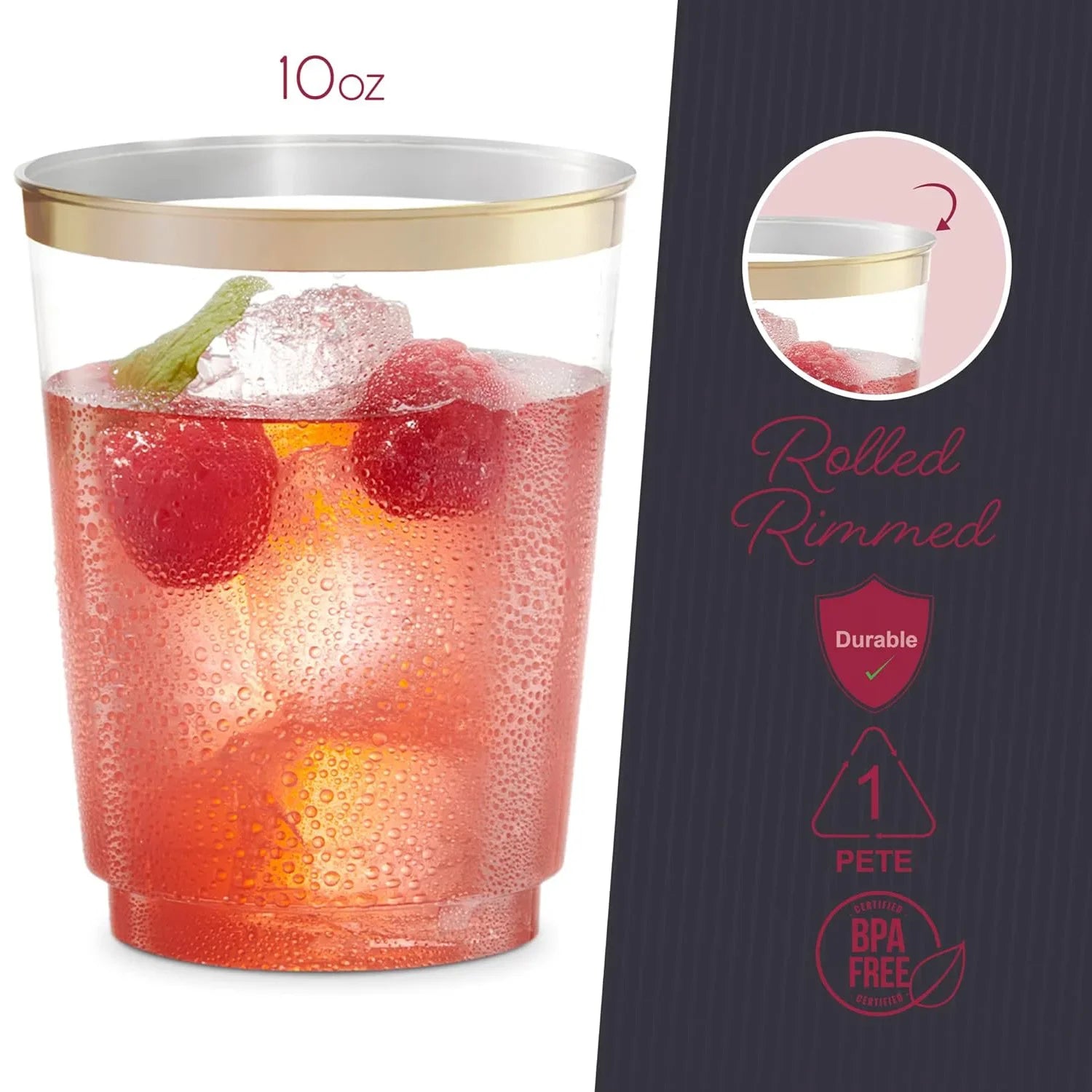 50pcs/Set Phnom Penh Aviation Cup 300ML 10oz Disposable Beverage Party Cutlery Rose Phnom Penh Disposable Plastic Tumblers