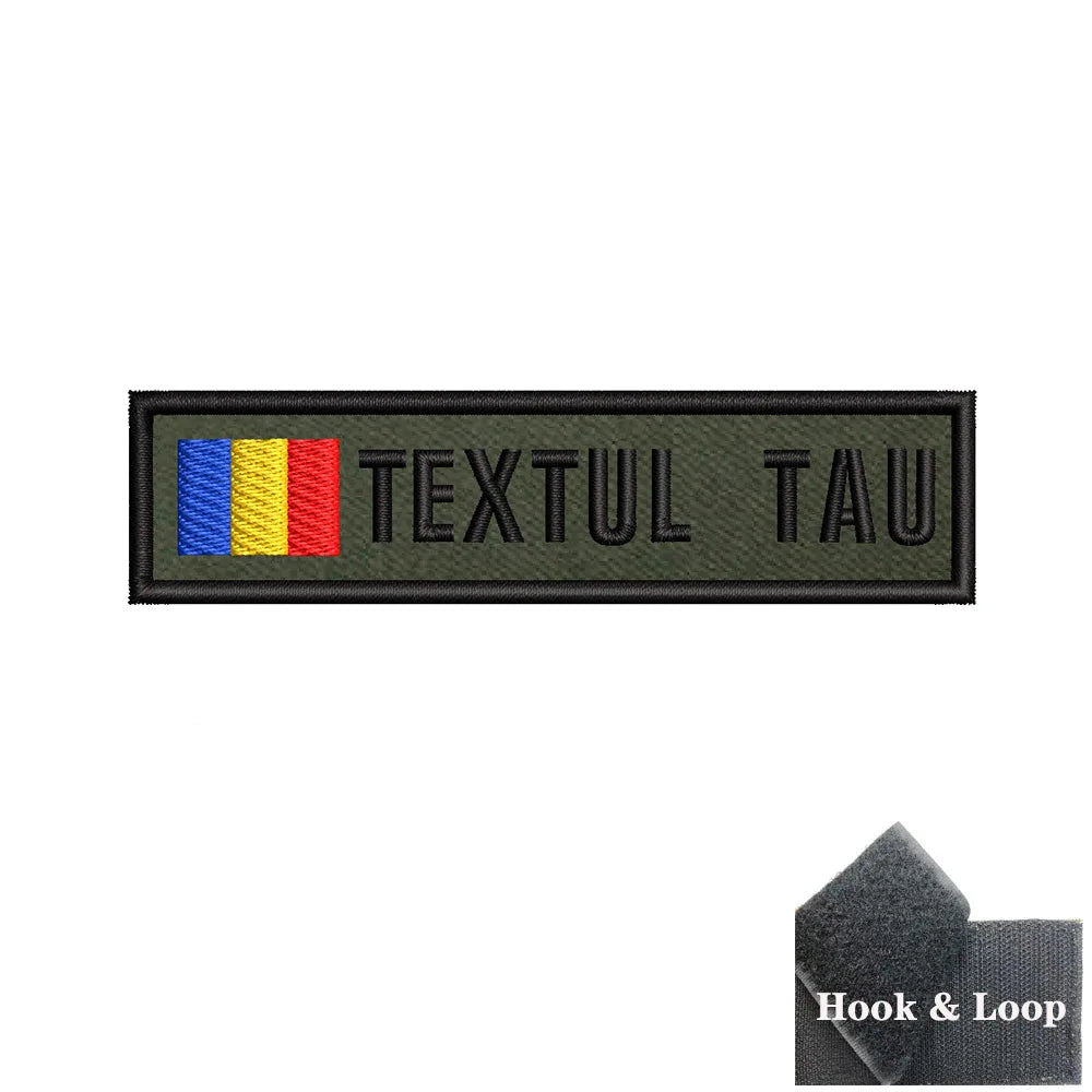 1PC 10cmX2.5cm Custom Name Flag Patch Stripes Badge Iron On Or Hook Loop Estonia Austria Bulgaria Hungary Romanian Ireland green