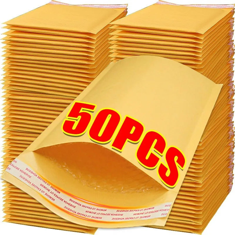 10-50Pcs Padded Envelopes Shipping Bags Kraft Bubble Mailers All Size Anti-Shock Small Business Shipping Supplies Home Storage