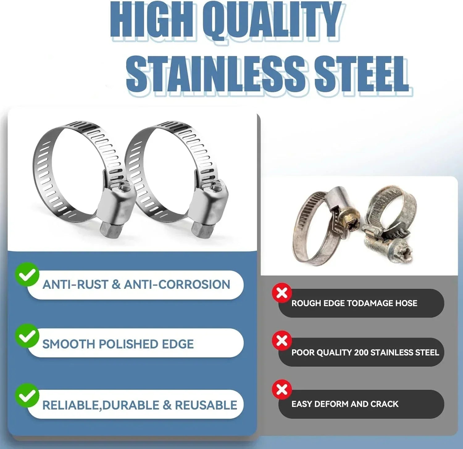 60pcs 8-38mm Adjustable Stainless Steel Screw Band Hose Clamps Car Fuel Hose Clamps Pipe Clamp Worm Gear Clip Hose Clamp