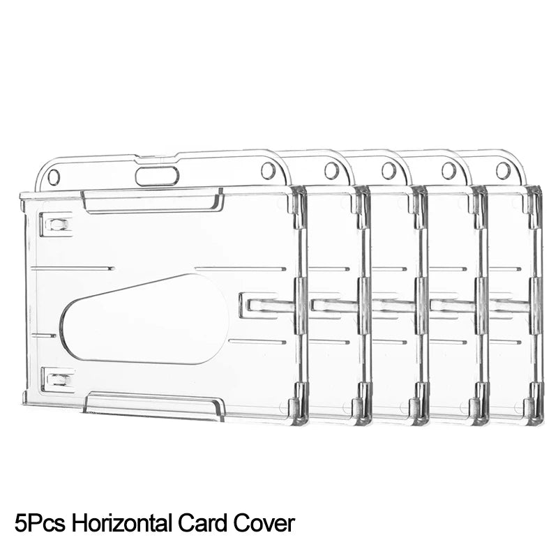 Transparent Double Cards Slots ID Tag Badge Holder with Badge Reel 2 Cards Storage Organizer Employee Pass Work Card Case Sleeve