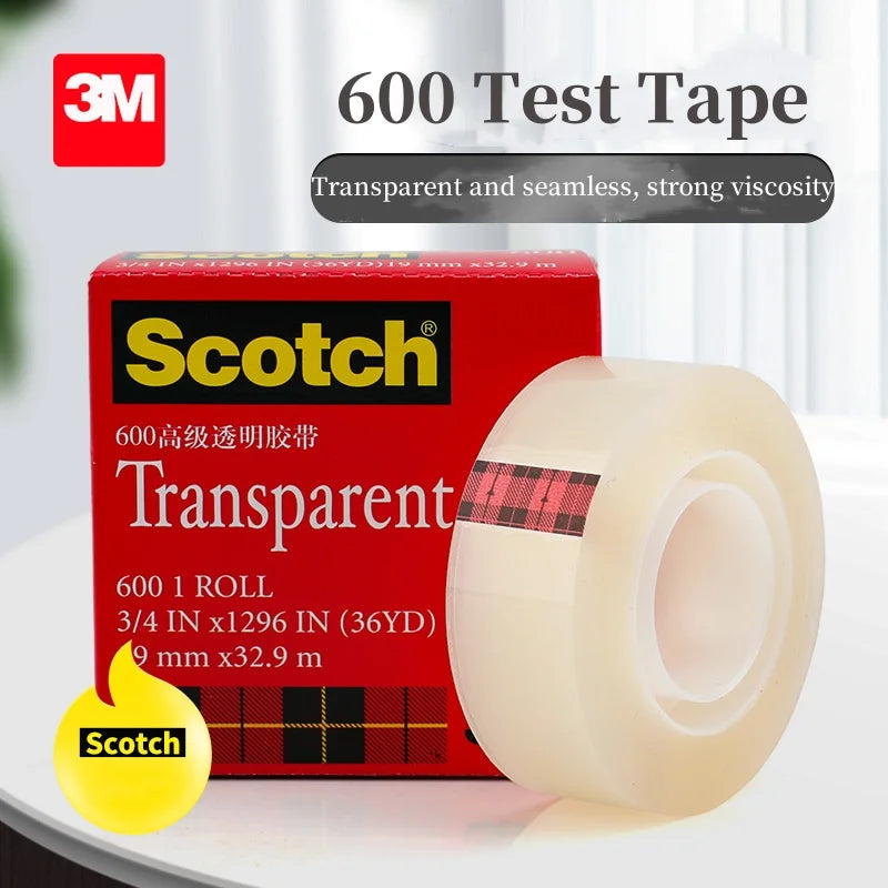 3M 600 Advanced Transparent Tapes 12.7/19mm X 32.9M Traceless Pack Tape Packing Adhesive Tape for Industrial Adhesion Detection