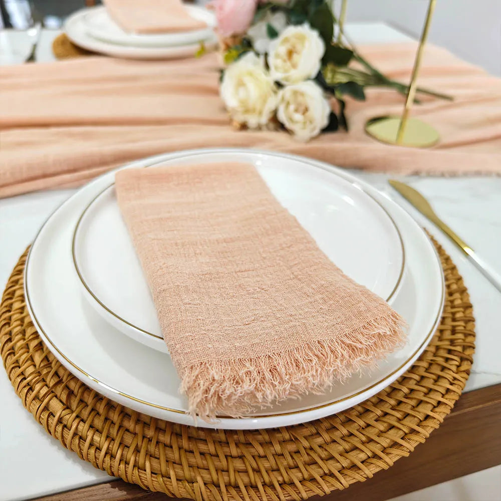 6PCS 43x43cm Dinner Table Rustic Decor Muslin Tea Towels, Birthday Decore Retro Cotton Cheesecloth, Cotton Gauze Wedding Napkins