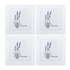 New Embroidered Herb Cocktail Napkin, Pure Linen, Lavender, Rosemary, Mint，Sage，Natural, Elegant, Tea Napkin, 15x15cm,