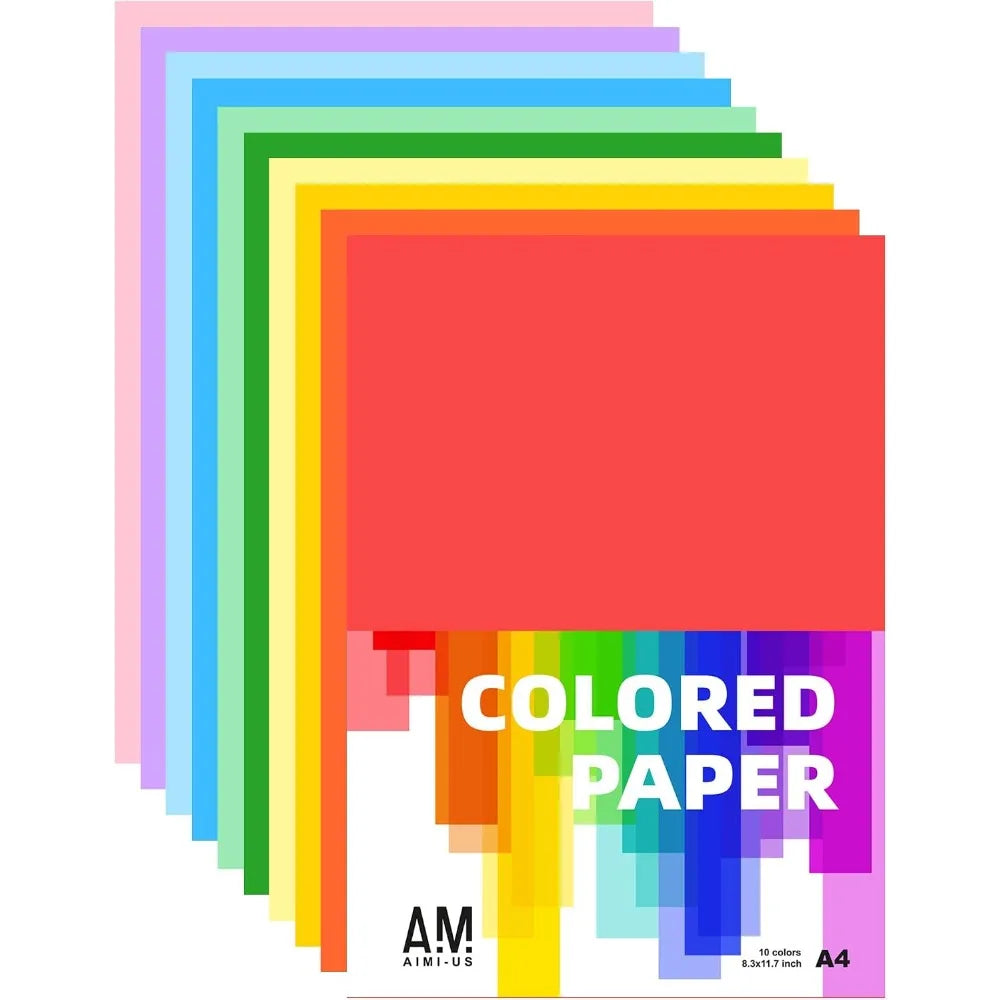 Assorted Color Construction Paper for Arts and Crafts A4 Bulk Pack 80 Sheets School Classroom Supplies Kids Painting Coloring Art Paper