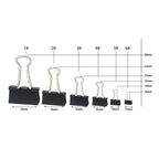 10PCS Metal Paper Clip 19 25 32 41 51mm Foldback Metal Binder Clips Black Grip Clamps Paper Document Office School Stationery