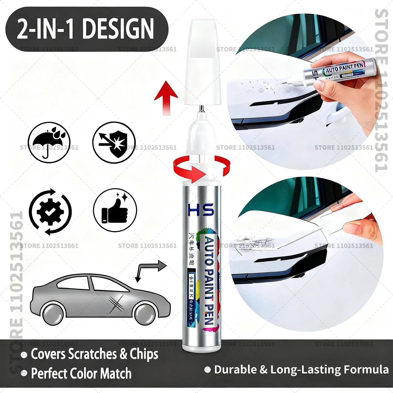 For Tesla Model 3 Y X S Scratch Removal and Wheel Hub Touch Up Pen Paint Clear Coat To Enhance Gloss Pearl White Deepsea Blue
