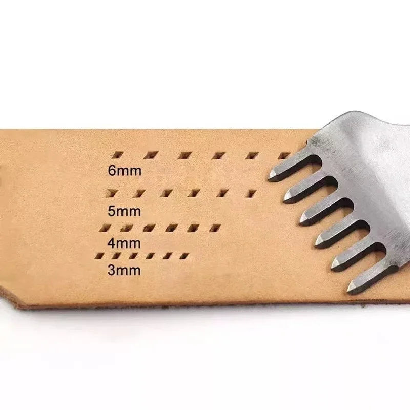 3MM 1/2/4/6 Prong DIY Leather Hole Punch Tool Leather Stitching Tools Diamond Chisel Leather Carving Punch Hole Work