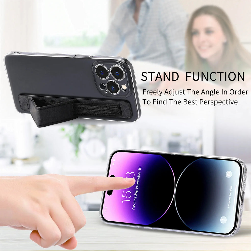 1Pc Adhesive Mobile Phone Push-Pull Bracket Anti Slip and Anti Fall Portable Wrist Strap Multifunctional Desktop Support