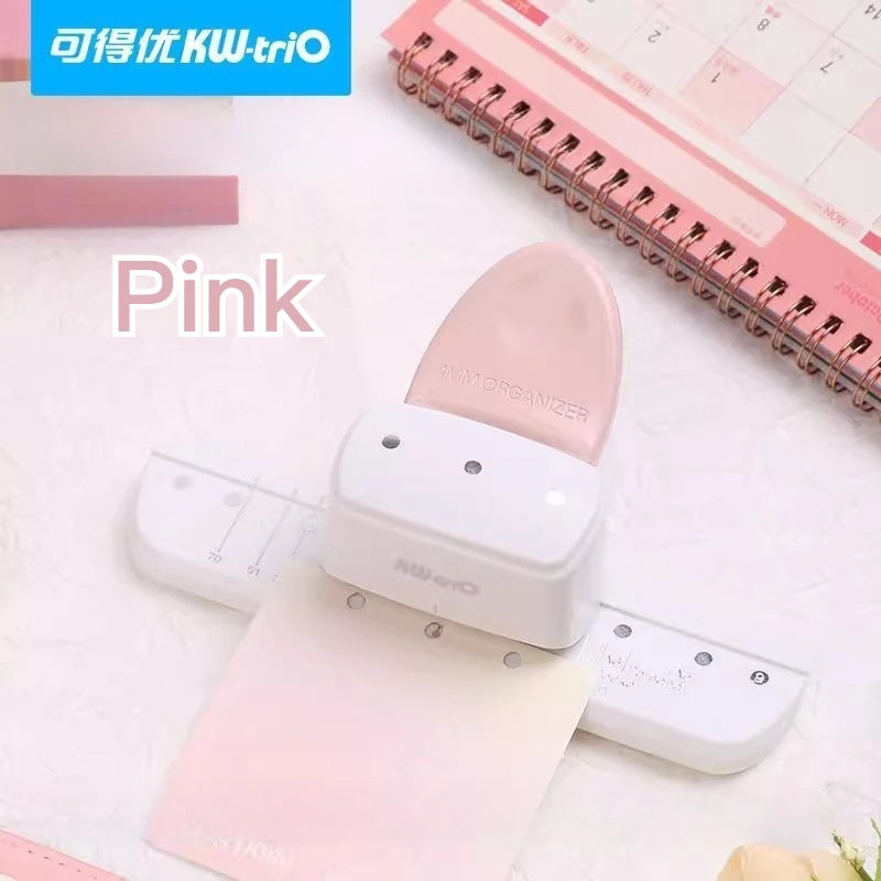 KW-TRIO Multi-Colored Loose-Leaf Hole Punch with 4mm Small Aperture Multi-Hole Punch with Ruler Design Portable Hole Punching