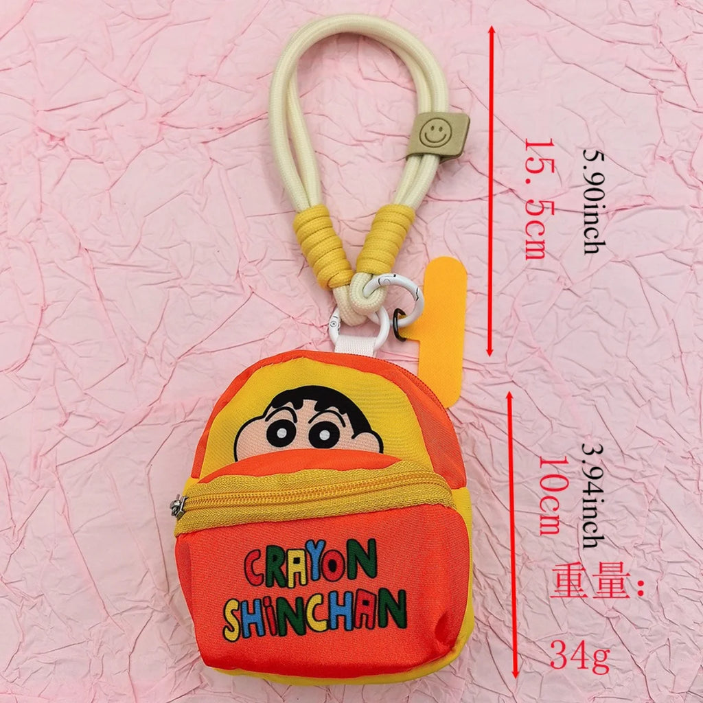 Crayon Shin Chan Anime Figures Cartoon Mobile Phone Lanyard Wallet Earphone Case Storage Bag Protable Bag Keychain Gife for Kid