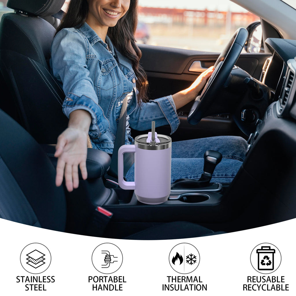 WATERSY Large Capacity 30/40oz Stainless Steel Tumbler with Handle And Straw Double Vacuum Insulated Thermal Coffee Mug