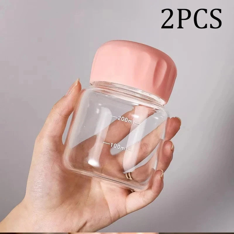 1/2PCS 300ml Small Water Bottle Plastic Portable Leakproof Mug Juice Milk Drinking Cup with Scale for Outdoor Kitchen School
