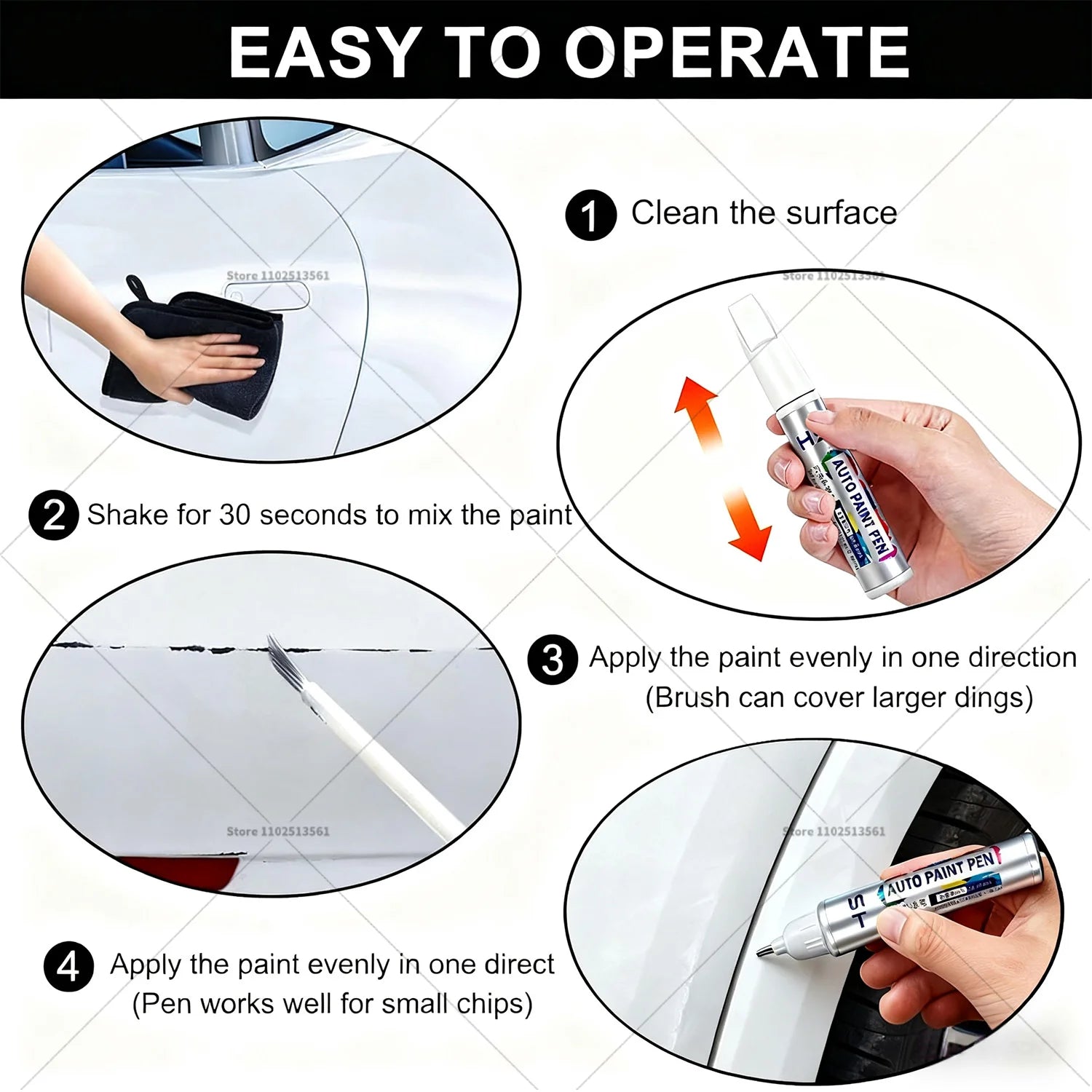 For Tesla Model 3 Y X S Scratch Removal and Wheel Hub Touch Up Pen Paint Clear Coat To Enhance Gloss Pearl White Deepsea Blue