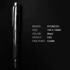 STONEGO 0.38mm Extra Fine Nib Fountain Pen, Black Metal Calligraphy Writing Gift Pen