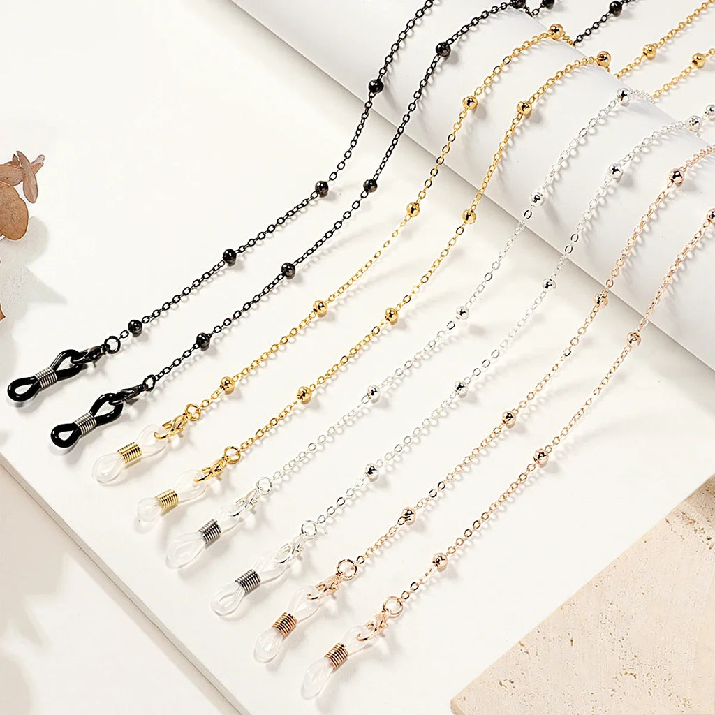 Metal Gold Round Beads Glasses Chain; Multi-Functional Fashionable Multi-Functional Collar Chain; Belt Accessory