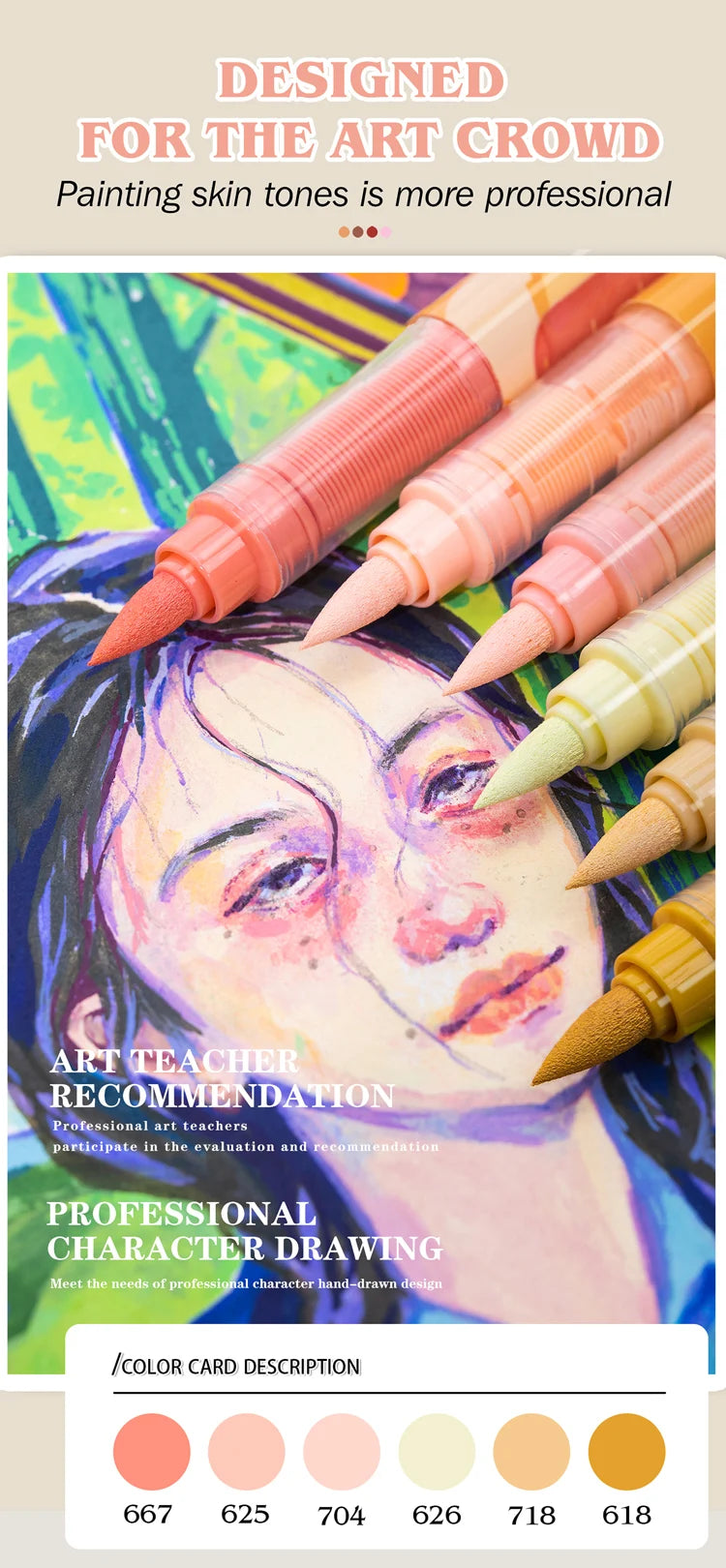 GuangNa 12-72 Colors Soft Brush Acrylic Marker Pen Set,Skin Tone, Macaron color,DIY Hand Drawn,Paint Art Markers pens,GN.8201F/M