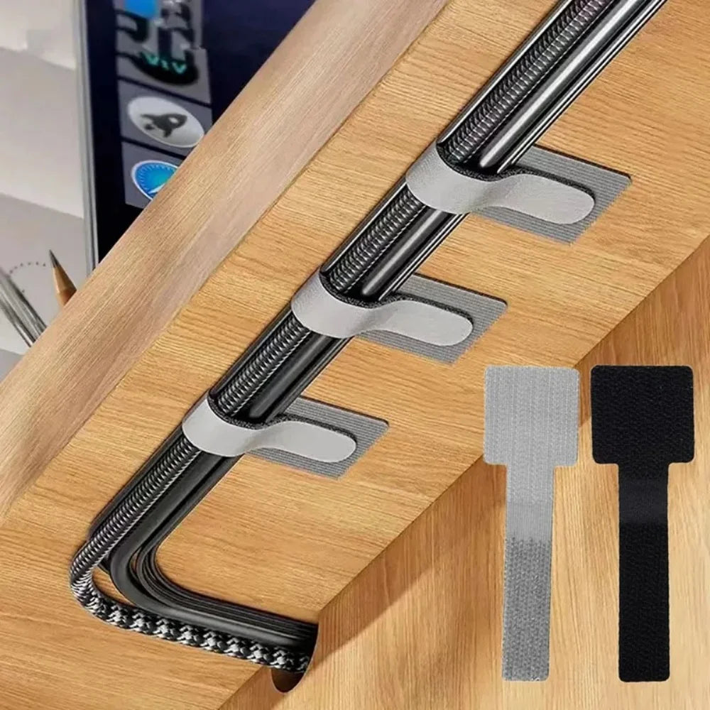 Self Adhesive Reusable Cable Ties Velcro Fastening Wire Organizer Adjustable Cord Holder for Desk Power Cord Management