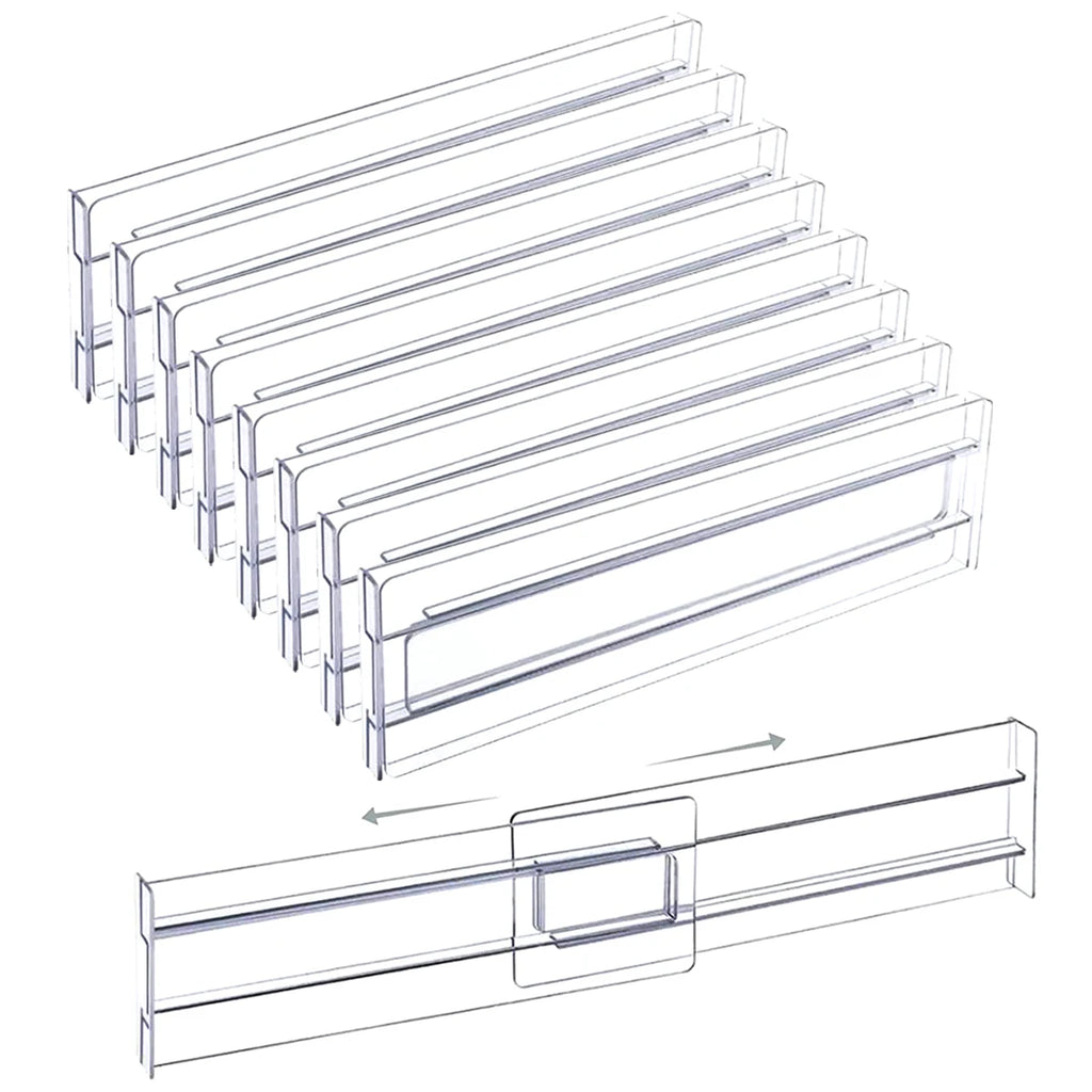 4Pcs Transparent Drawer Dividers Adjustable Expandable Drawer Dividers for Clothes Utensils Cosmetics Office Storage
