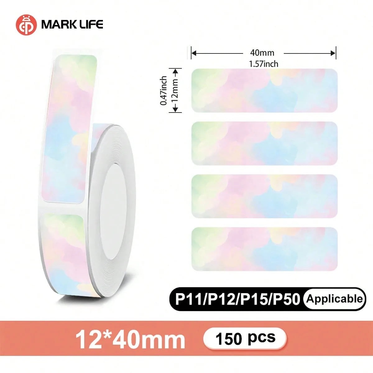 150pcs Waterproof Blank Self Adhesive Assorted Stickers Removable 12x40mm Label Stickers Name Tag Bottle File Document