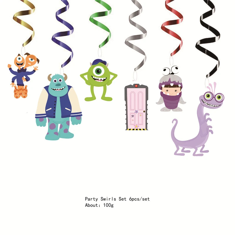Monsters In Party Supplies Disposable Party Cutlery Plates Napkins Cup Birthday Party Decorations for Boys and Girls