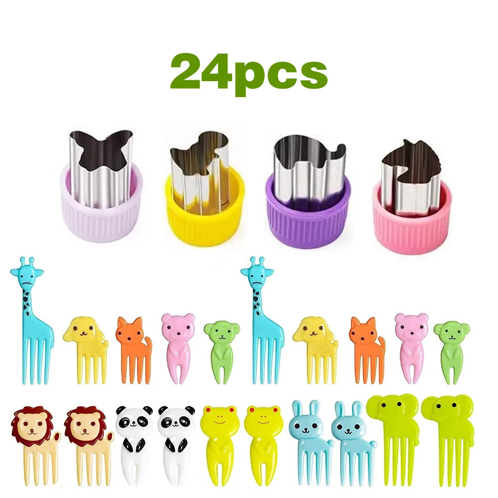 Mini fruit forks toothpicks skewer set for kids children plastic animal food picks for bento Lunch box decorating accessories