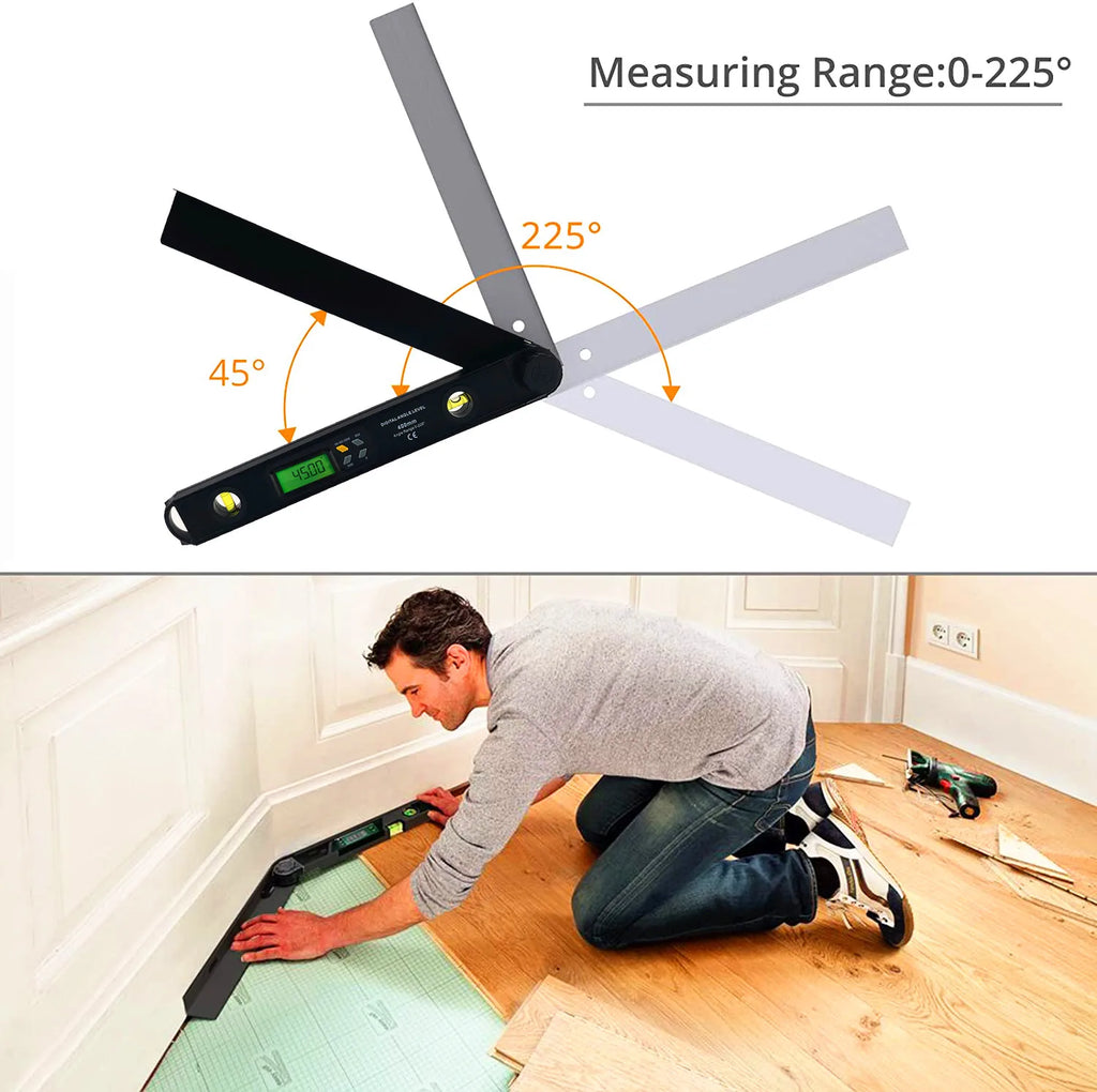 0~225° 400mm Digital Protractor Spirit Level Angle Finder Gauge Meter Digital Angle Finder Electronic Protractor 400mm