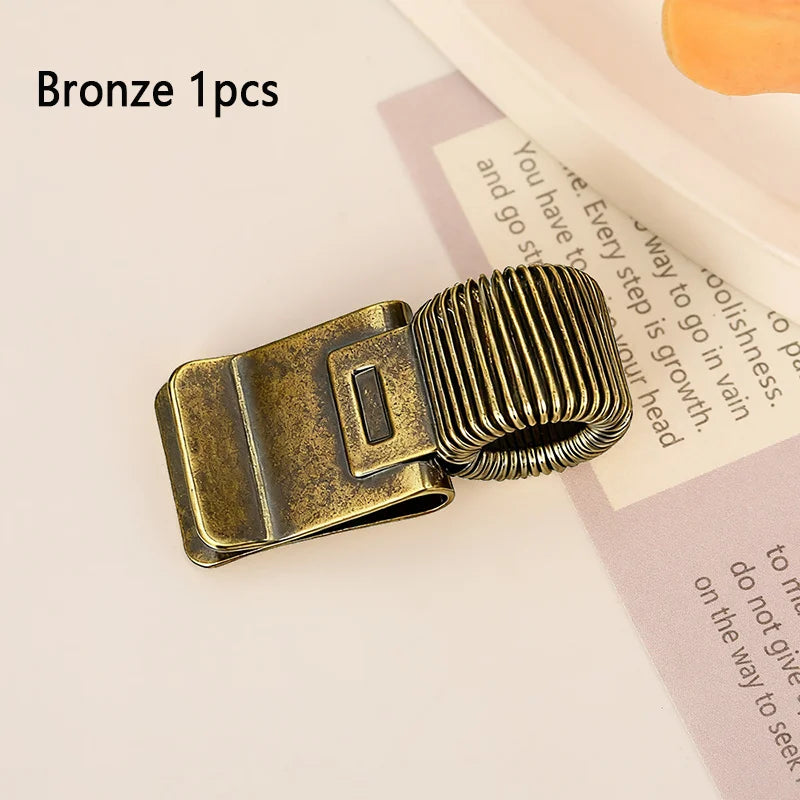 1pcs Metal Pen Clip with Spring Securely Holds Notebook Paper Minimalist Desktop Organizer Ideal for School and Office Use