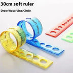 2Pcs 30cm Flexible Soft Ruler For Students Draw Wave / Line / Circle Drafting Drawing Tool Plastic School Office Supplies