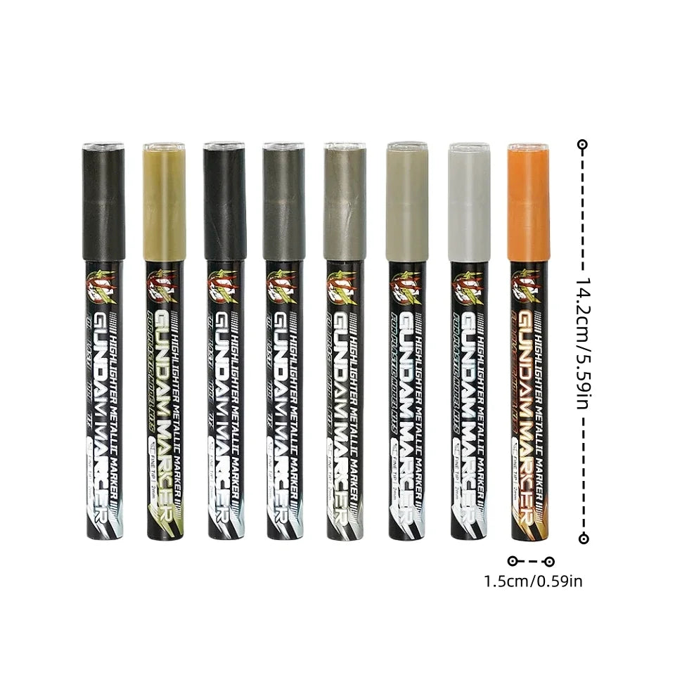 Metallic Markers Colouring Pens for Mech Painting Golden Paint Marker Pen Silvery Reflective Paint Model Marker Pen