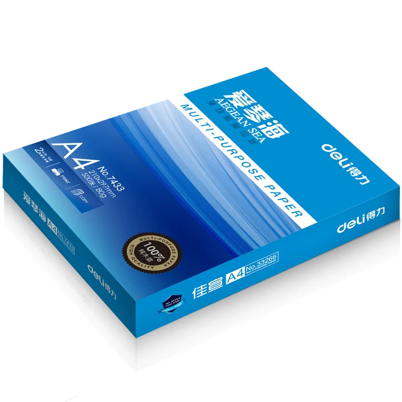 1 Pack 500 Sheets Deli A4 Multi-purpose Paper 70/80g Aegean Sea Series Copy Printing Paper 7420/7433