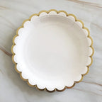 Gold and White Disposable Tableware Set with Paper Plates, Straws, and Cups, Perfect for Birthdays, Weddings, Baby Showers