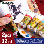 Marie's Chinese Painting Pigment Set,2pcs 32ml/1.13oz Tube,Watercolor Sumi Paint Kit for Drawing,Writing,Ink,Landscape for Adult