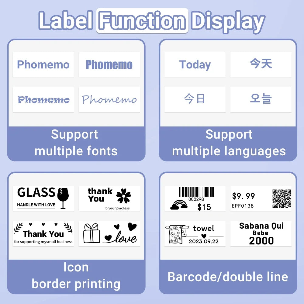 Phomemo Label For M110/M220/M221 Mini Printer Portable Thermal Label Stickers Self-Adhesive Waterproof Label Maker Sticker New