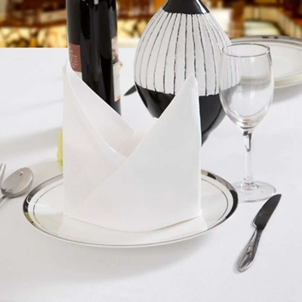12pcs  100% COTTON RESTAURANT DINNER CLOTH LINEN WHITE 50x50cm PREMIUM HOTEL NAPKINS