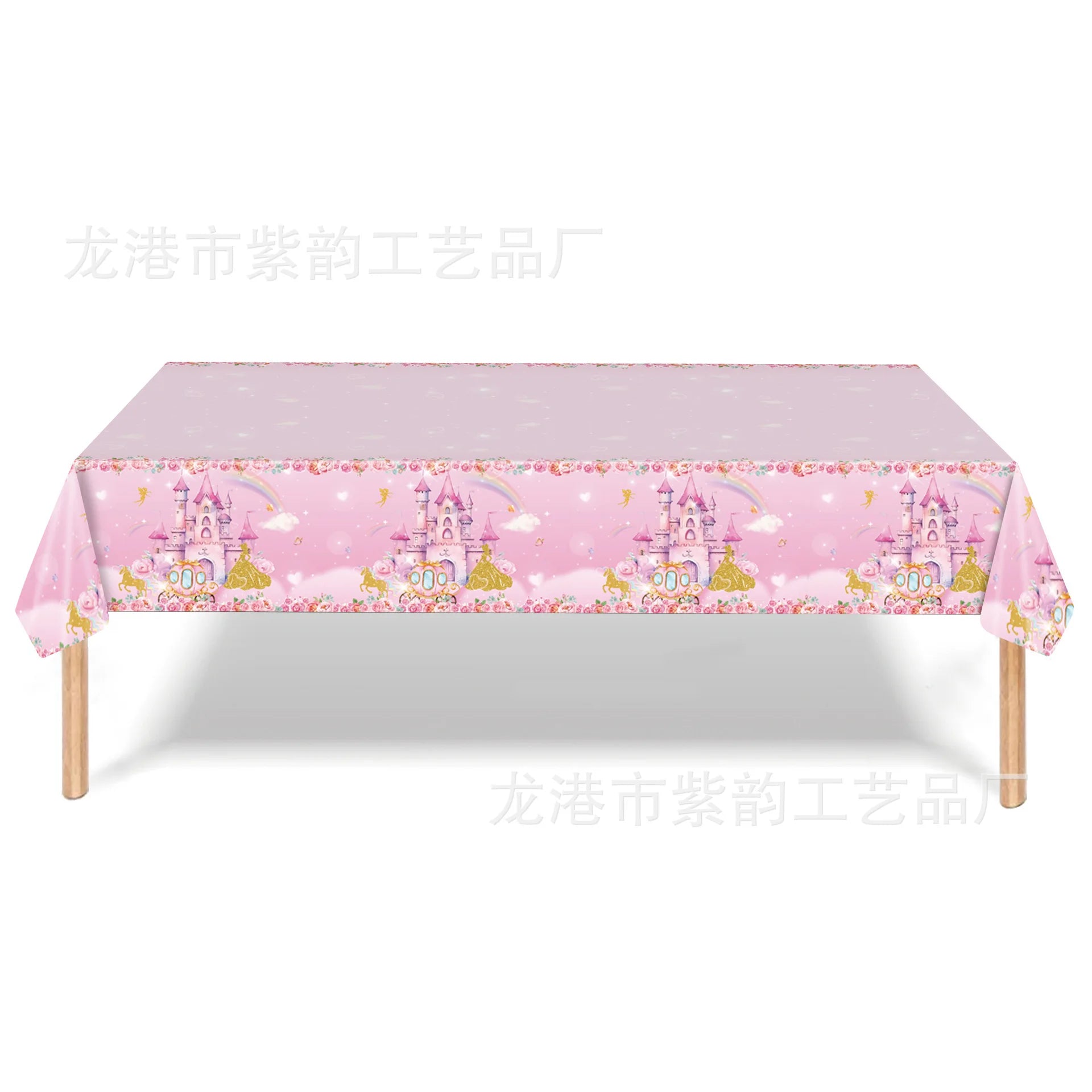 Pink Princess Castle Tableware Set Dessert Plates Cups tablecolth Balloon Banner Girls favorite Birthday Adult Wedding Decoratio