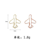 20 Pcs Airplane paper clip Cute Rose Gold aeroplane Clips Bookmarks Photo Memo Ticket Holder Office School Supplies Decoration