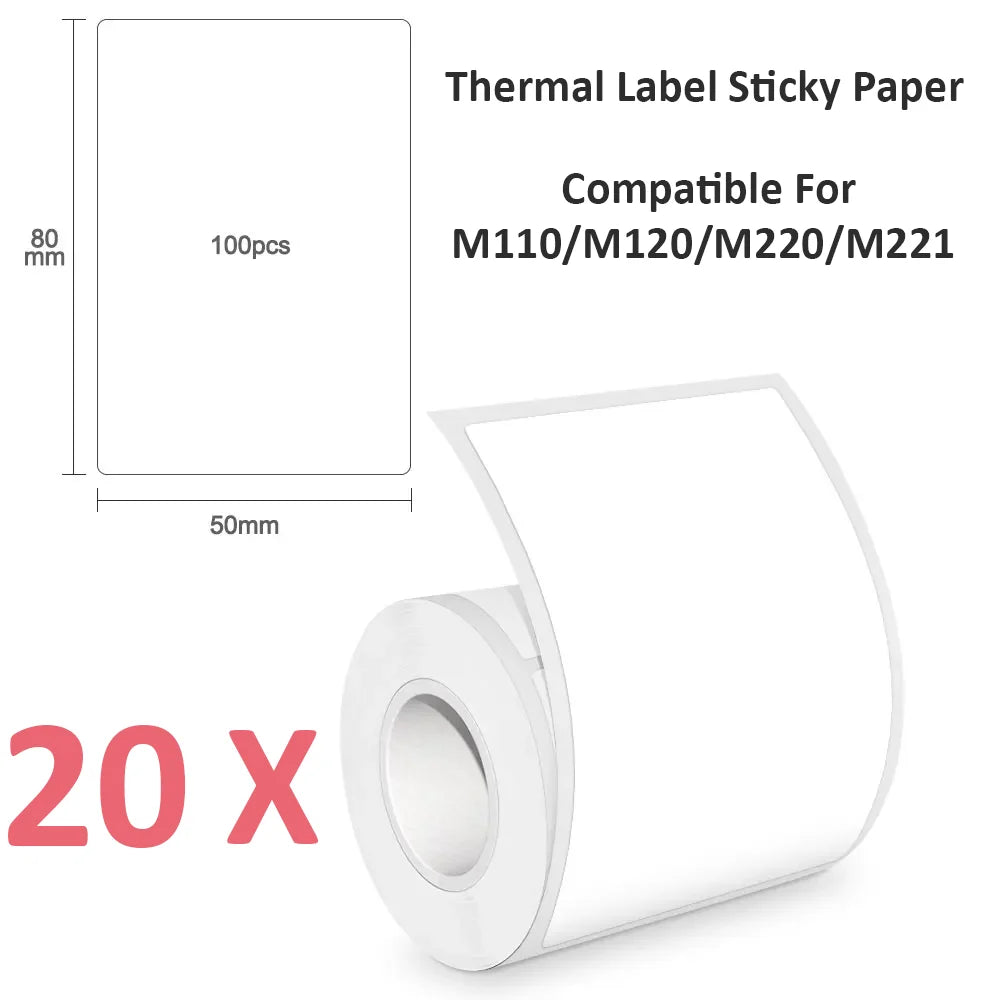 50x80mm Oil Proof Scratch Resistant Thermal Labels 100 Sheets Compatible PM220 Maker for Shipping Barcode Price Name & Mailing