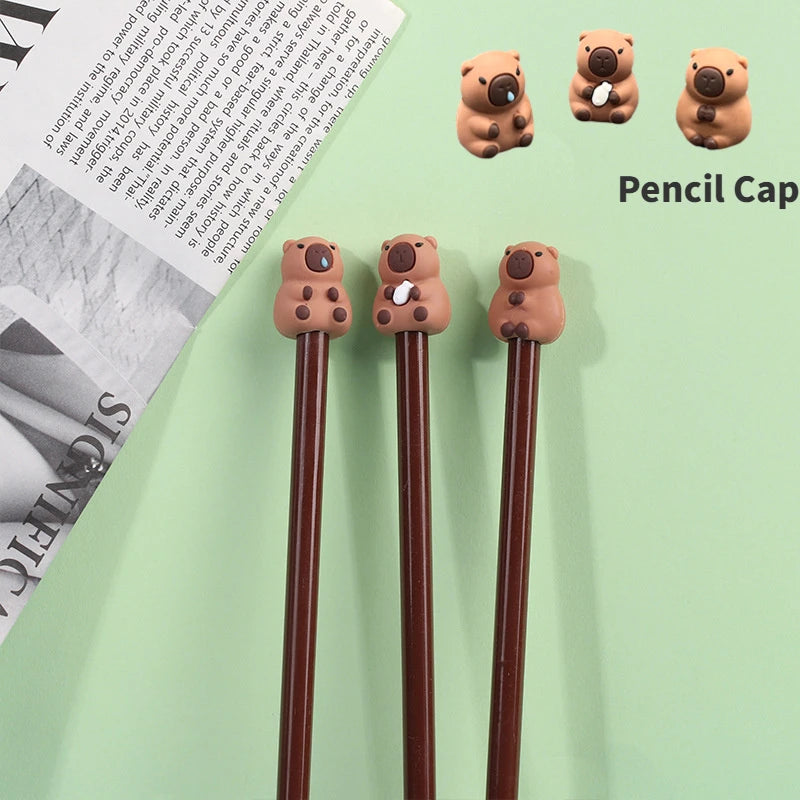 12pcs Cute Cartoon Capybara HB Pencils Stationery Set With Pencil Sharpener School Students Stationery Gift