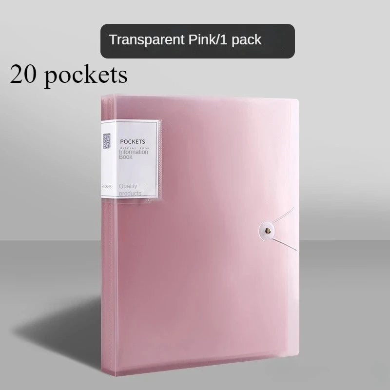 A4 Information Book Folder Transparent Centerfold Certificate Paper Storage Bag Student Album Collection Book Desk Organizer