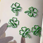 10/30/50 Green four-leaf clover-shaped paper clips - Lucky little clips, durable color document organization clips