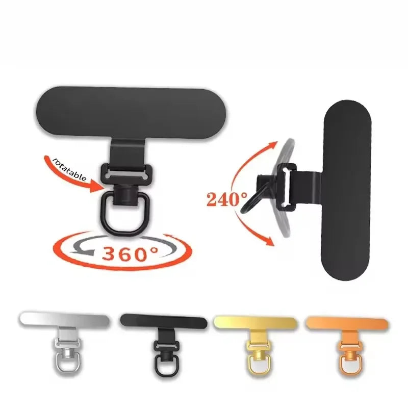 360° Rotatable Phone Lanyard Clip Patch Ultra-thin Stainless Steel Phone Case Hanging Rope Card Anti-lost Strap Fixed Gasket