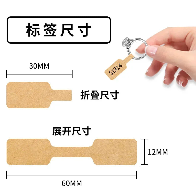 500pcs Paper Price Tags Jewelry Tags Self Adhesive Blank Labels Display Card Packaging Sticker Necklace Earring Bracelet DIY